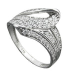 Ring 14 mm med mange kubiske zirkoniaer skinnende rhodiumbelagt sølv 925 ring størrelse 56
