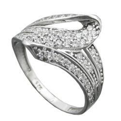 Ring 14 mm med mange kubiske zirkoniaer skinnende rhodiumbelagt sølv 925 ring størrelse 56