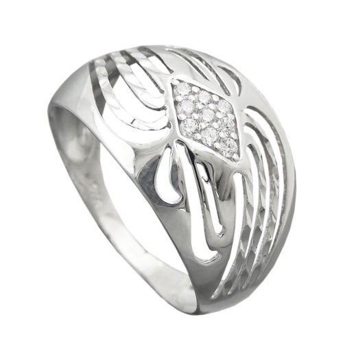 Ring 12 mm med zirkoniaer skinnende diamant rhodiumbelagt sølv 925