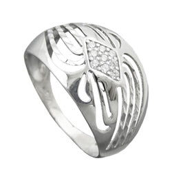 Ring 12 mm med zirkoniaer skinnende diamant rhodiumbelagt sølv 925