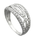 Ring 9 mm med zirkoniaer skinnende diamant rhodiumbelagt sølv 925 ring størrelse 58