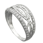 Ring 9 mm med zirkoniaer skinnende diamant rhodiumbelagt sølv 925 ring størrelse 58