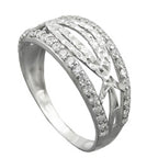 Ring 9 mm med zirkoniaer skinnende diamant rhodiumbelagt sølv 925 ring størrelse 58
