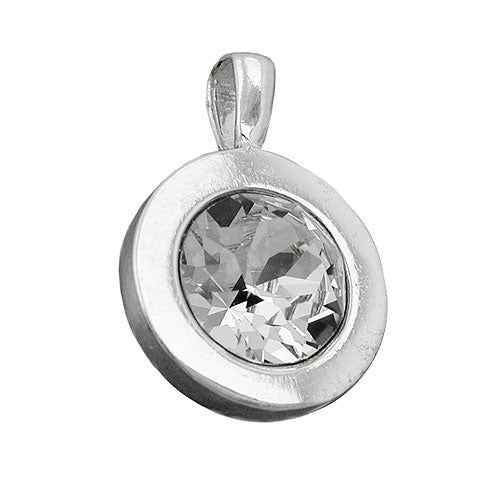 Pendler 11mm glassten hvid i bezel med indfatning skinnende sølv 925