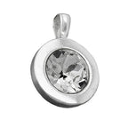 Pendler 11mm glassten hvid i bezel med indfatning skinnende sølv 925