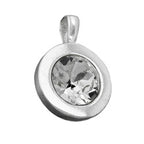 Pendler 11mm glassten hvid i bezel med indfatning skinnende sølv 925