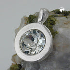Pendler 11mm glassten hvid i bezel med indfatning skinnende sølv 925