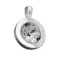 Pendler 11mm glassten hvid i bezel med indfatning skinnende sølv 925
