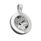 Pendler 11mm glassten hvid i bezel med indfatning skinnende sølv 925