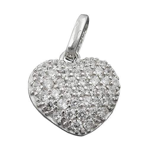 Vedhæng 12x13mm hjerte med zirkonia-rhodiumbelagt sølv 925