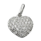 Vedhæng 12x13mm hjerte med zirkonia-rhodiumbelagt sølv 925