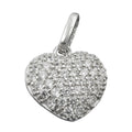 Vedhæng 12x13mm hjerte med zirkonia-rhodiumbelagt sølv 925