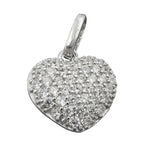 Vedhæng 12x13mm hjerte med zirkonia-rhodiumbelagt sølv 925
