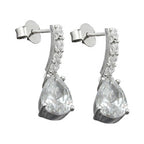 Øreringe til øreringe 21x6mm kubiske zirkoniaer Hvid rhodiumbelagt sølv 925