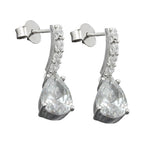 Øreringe til øreringe 21x6mm kubiske zirkoniaer Hvid rhodiumbelagt sølv 925