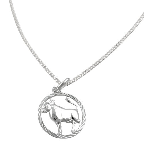 Vedhæng Zodiac Taurus med kæde 1,4 mm flad rustning sølv 925 45 cm