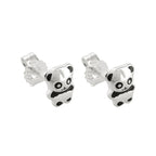 Ørestikker 6x5mm Lille Pandabjørn Skinnende Sort Lakeret Sølv 925