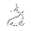 Vedhæng 26x19mm stiliseret delfin med zirkoniaer skinnende sølv 925