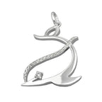 Vedhæng 26x19mm stiliseret delfin med zirkoniaer skinnende sølv 925