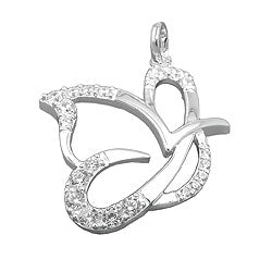 Vedhæng 17x19mm stiliseret sommerfugl med kubiske zirkoniaer sølv 925