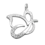 Vedhæng 17x19mm stiliseret sommerfugl med kubiske zirkoniaer sølv 925