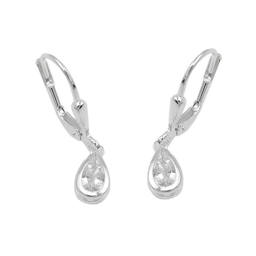 Leverback øreringe Øreringe 23x5mm Drop Cubic Zirconia Sølv 925