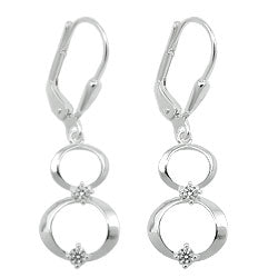 Leverback øreringe Øreringe 31x10mm 2 ringe med kubiske zirkoniaer sølv 925