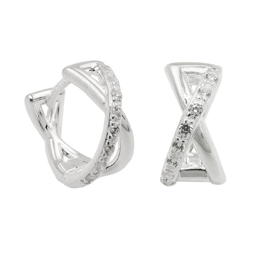 Hoop-øreringe 11x6mm hængsel crossover zirkonia sølv 925