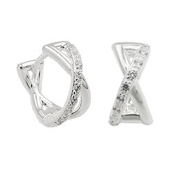 Hoop-øreringe 11x6mm hængsel crossover zirkonia sølv 925