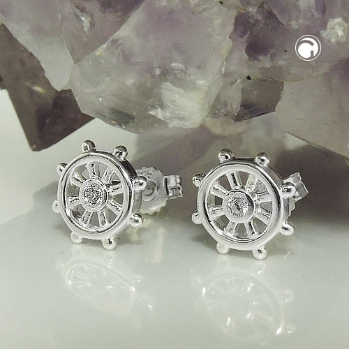 Ørestift ørering 9mm rat Cubic Zirconia Sølv 925