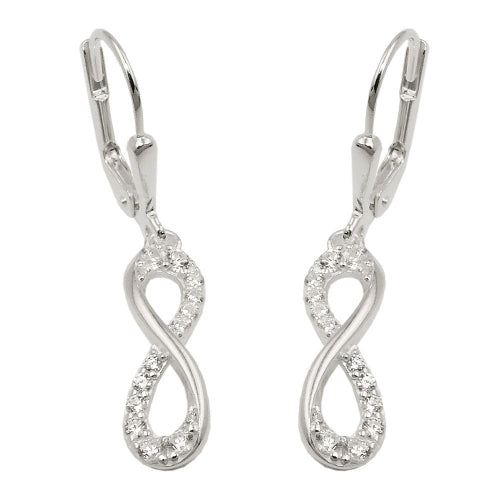 Leverback øreringe Øreringe 32x6mm Otte Infinity-skilte med Cubic Zirconiaer Sølv 925