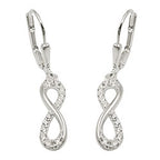 Leverback øreringe Øreringe 32x6mm Otte Infinity-skilte med Cubic Zirconiaer Sølv 925