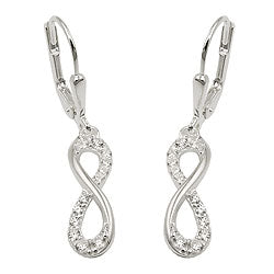 Leverback øreringe Øreringe 32x6mm Otte Infinity-skilte med Cubic Zirconiaer Sølv 925