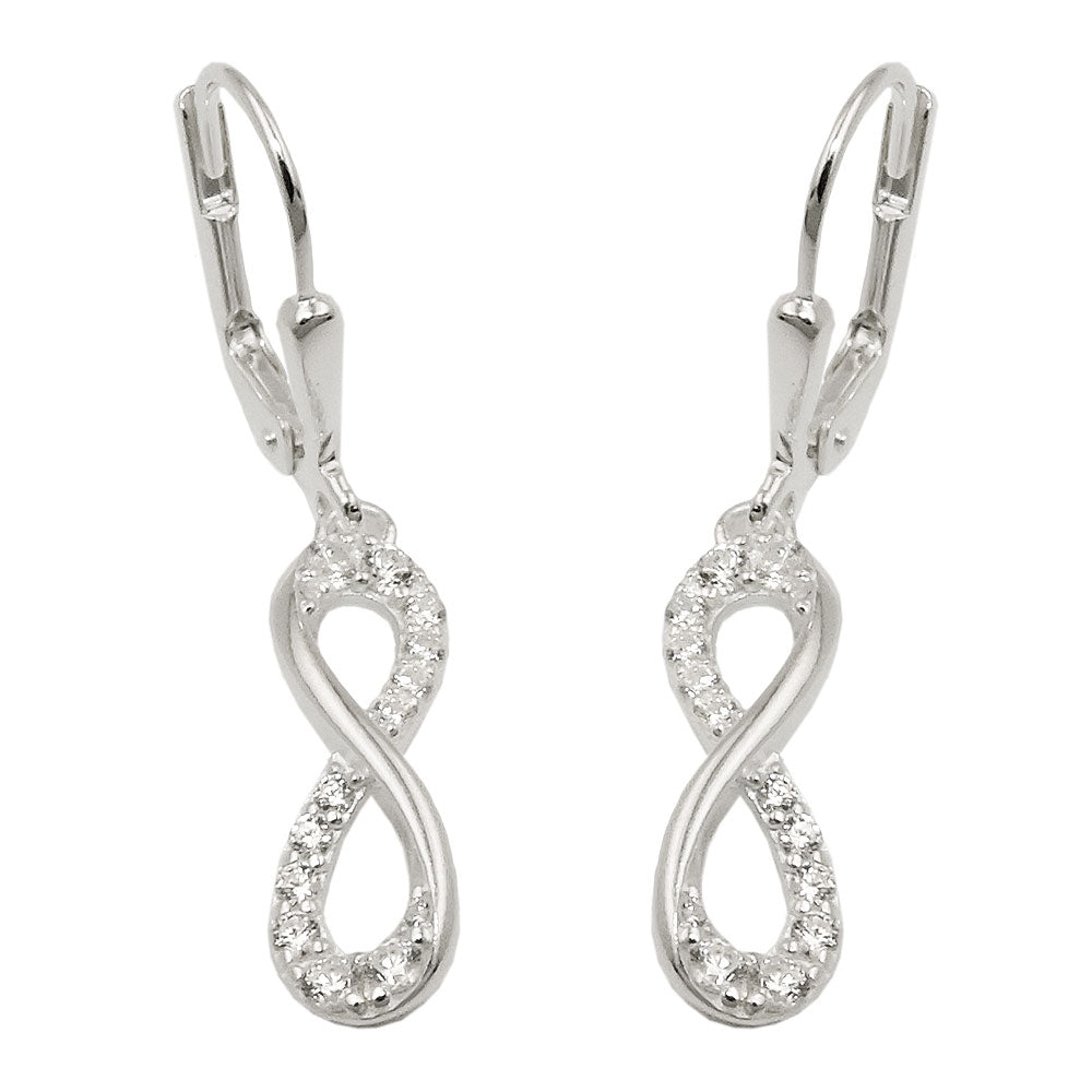 Leverback øreringe Øreringe 32x6mm Otte Infinity-skilte med Cubic Zirconiaer Sølv 925