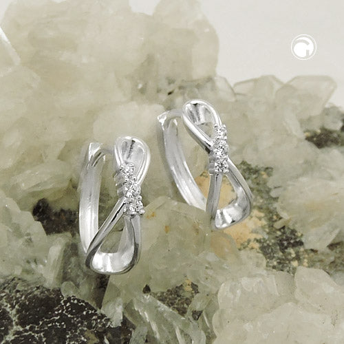 Ringe med hængsel 14x5mm løkke Otte Infinity-skilte med kubiske zirkonier sølv 925
