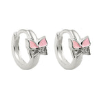 Hoopøreringe 11x2mm hængsel sommerfugl pink lakeret kubisk zirkonia sølv 925