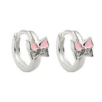 Hoopøreringe 11x2mm hængsel sommerfugl pink lakeret kubisk zirkonia sølv 925