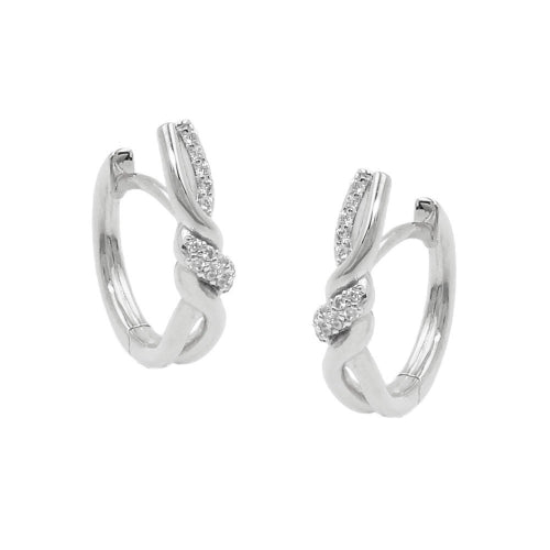 Creolsk 17x4mm hængsel krydset med zirkoniaer skinnende sølv 925