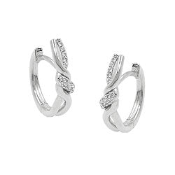 Creolsk 17x4mm hængsel krydset med zirkoniaer skinnende sølv 925