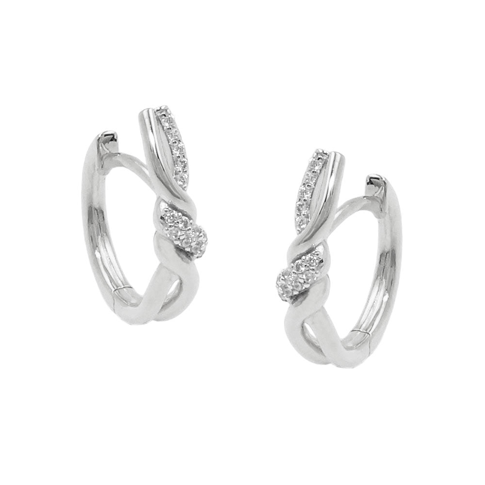 Creolsk 17x4mm hængsel krydset med zirkoniaer skinnende sølv 925