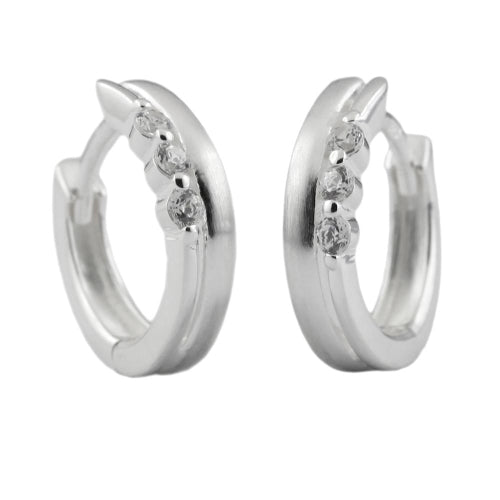 Hoopøreringe 13x3x4mm hængsel, zirkonia, matt-skinnende sølv 925