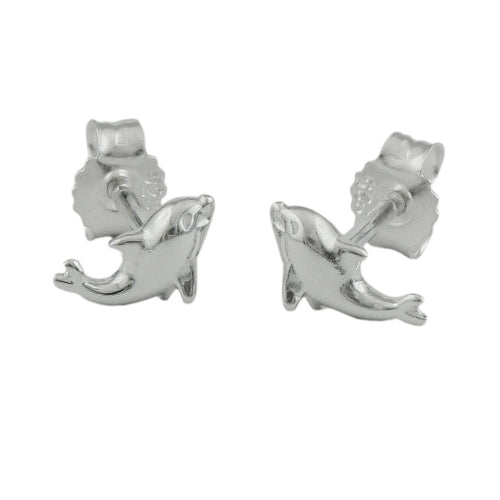 Ørestikker 8x4mm Lille Delfin Skinnende Sølv 925