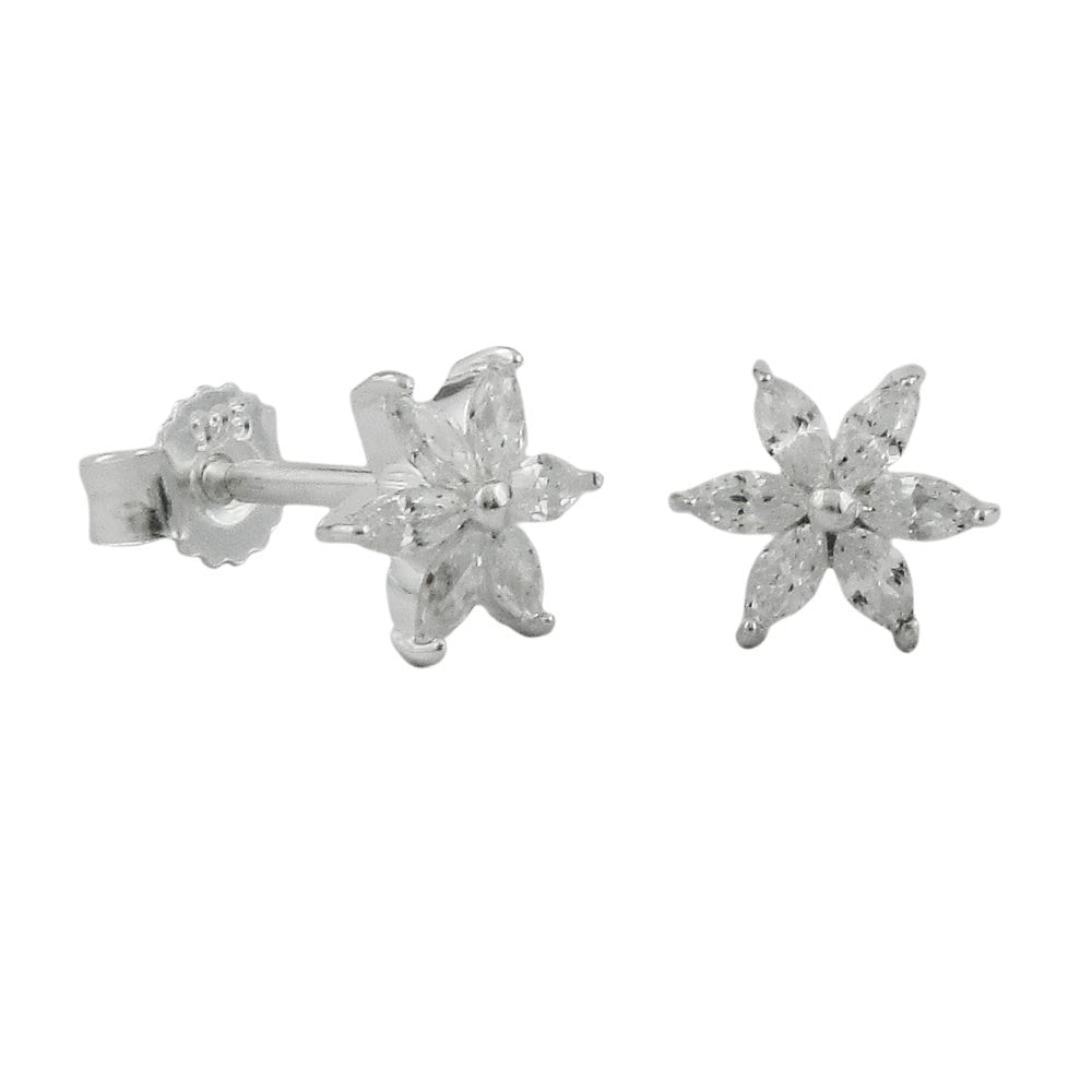 Ørestikker 8mm Blomst eller Stjerne Cubic Zirconia Sølv 925