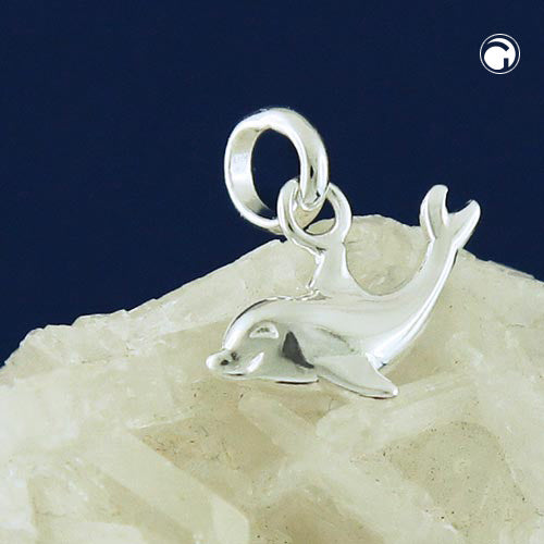 Vedhæng 12x7mm Dolphin Shiny Silver 925