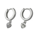 Ørering-ring 17x12x2mm hængsel lille hjerte skinnende sølv 925