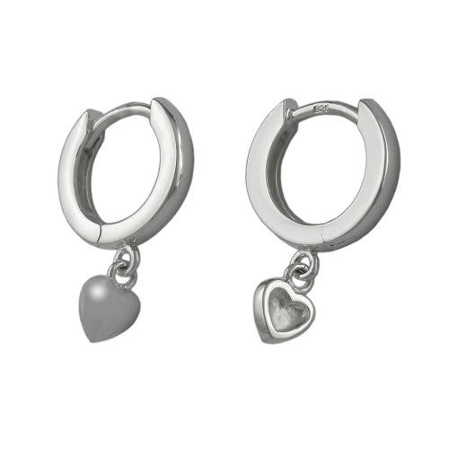 Ørering-ring 17x12x2mm hængsel lille hjerte skinnende sølv 925