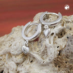 Ørering-ring 17x12x2mm hængsel lille hjerte skinnende sølv 925
