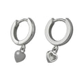 Ørering-ring 17x12x2mm hængsel lille hjerte skinnende sølv 925