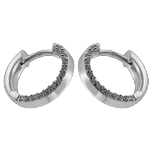 Ring ørering 13x2mm foldehængsel med Cubic Zirconias Silver 925