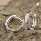 Ring ørering 13x2mm foldehængsel med Cubic Zirconias Silver 925